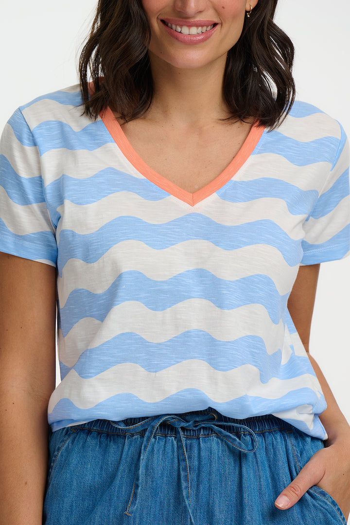 Khloe T-shirt White & Blue