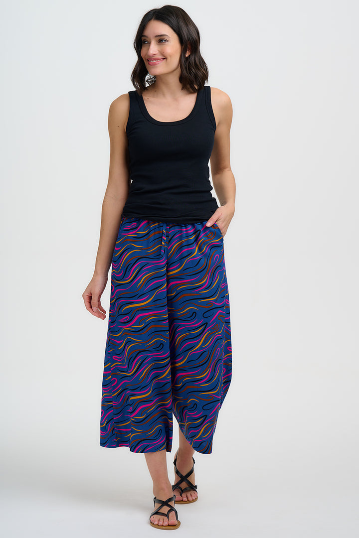 Ameera Cropped Wide Leg Trousers Bright Navy