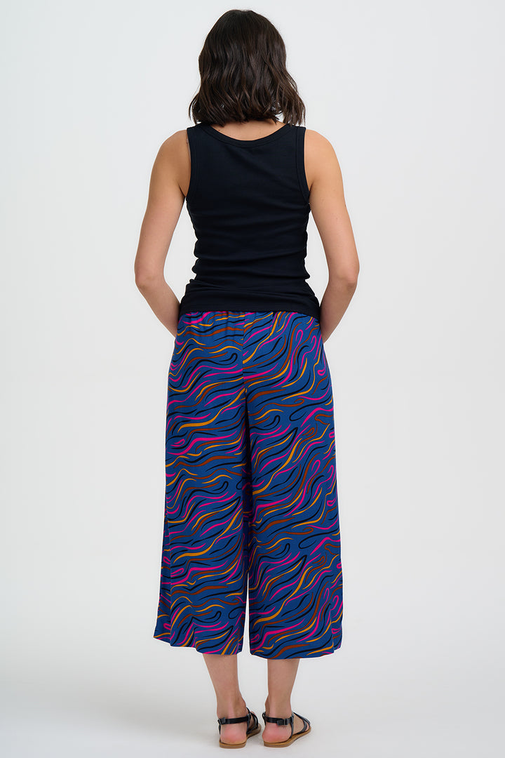 Ameera Cropped Wide Leg Trousers Bright Navy