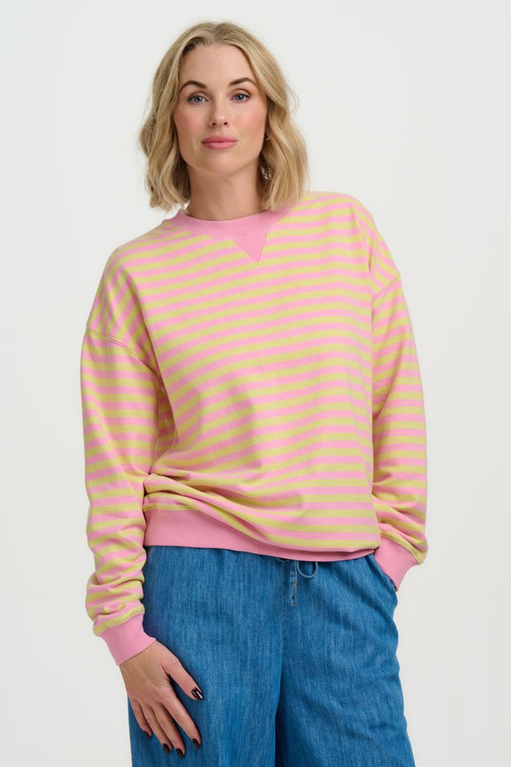 Lucia Sweatshirt Pink & Yellow Stripe