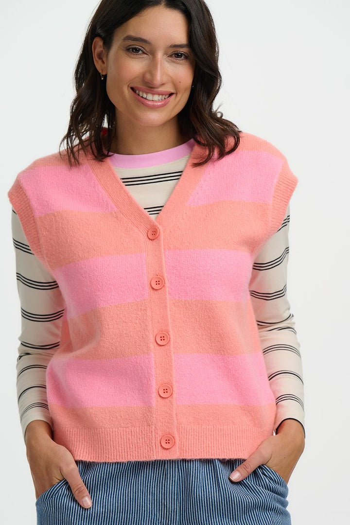 Amber Knit Vest Peach & Pink